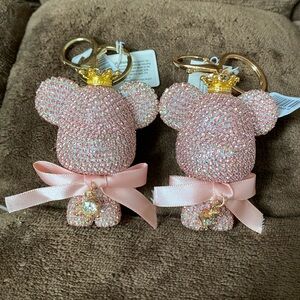 Rhinestone Pink Teddy Bear Keychains
